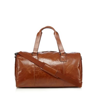 Designer tan leather holdall bag